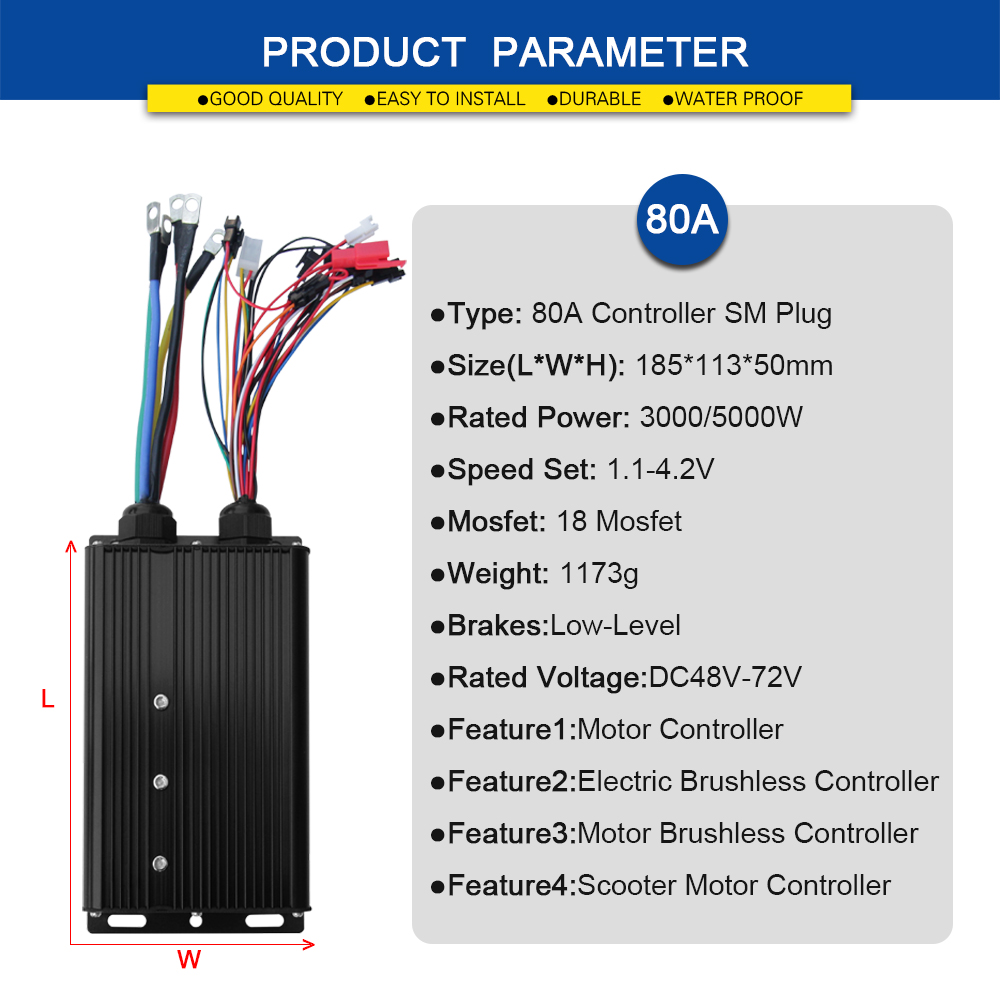 Sine Wave Controller 48V 72V 80A - Контроллер синусоидального тока для электровелосипеда 48В