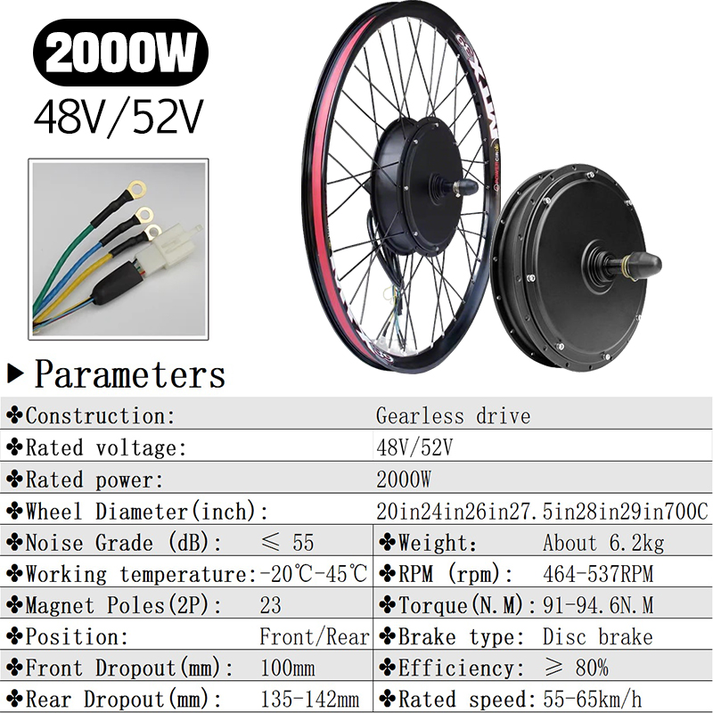 Мотор-колесо MTX 48V/52V 2000W – обзор и цена Ebike Conversion Kit 72V 3000W
